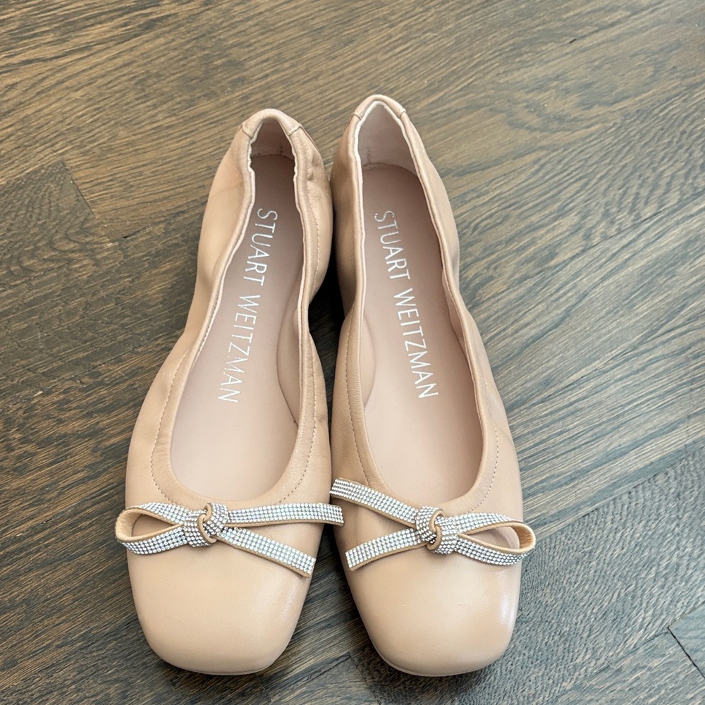 Stuart Weitzman Nude Bow Flats Sz 7